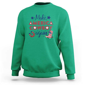 Retro Western Sweatshirt Make America A Cowboy Again Country Lifestyle Rodeo TS02 Irish Green Print Your Wear