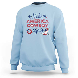 Retro Western Sweatshirt Make America A Cowboy Again Country Lifestyle Rodeo TS02 Light Blue Print Your Wear