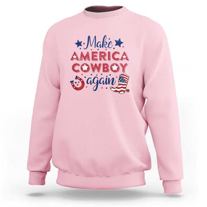 Retro Western Sweatshirt Make America A Cowboy Again Country Lifestyle Rodeo TS02 Light Pink Print Your Wear