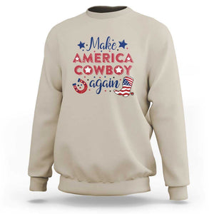 Retro Western Sweatshirt Make America A Cowboy Again Country Lifestyle Rodeo TS02 Sand Print Your Wear