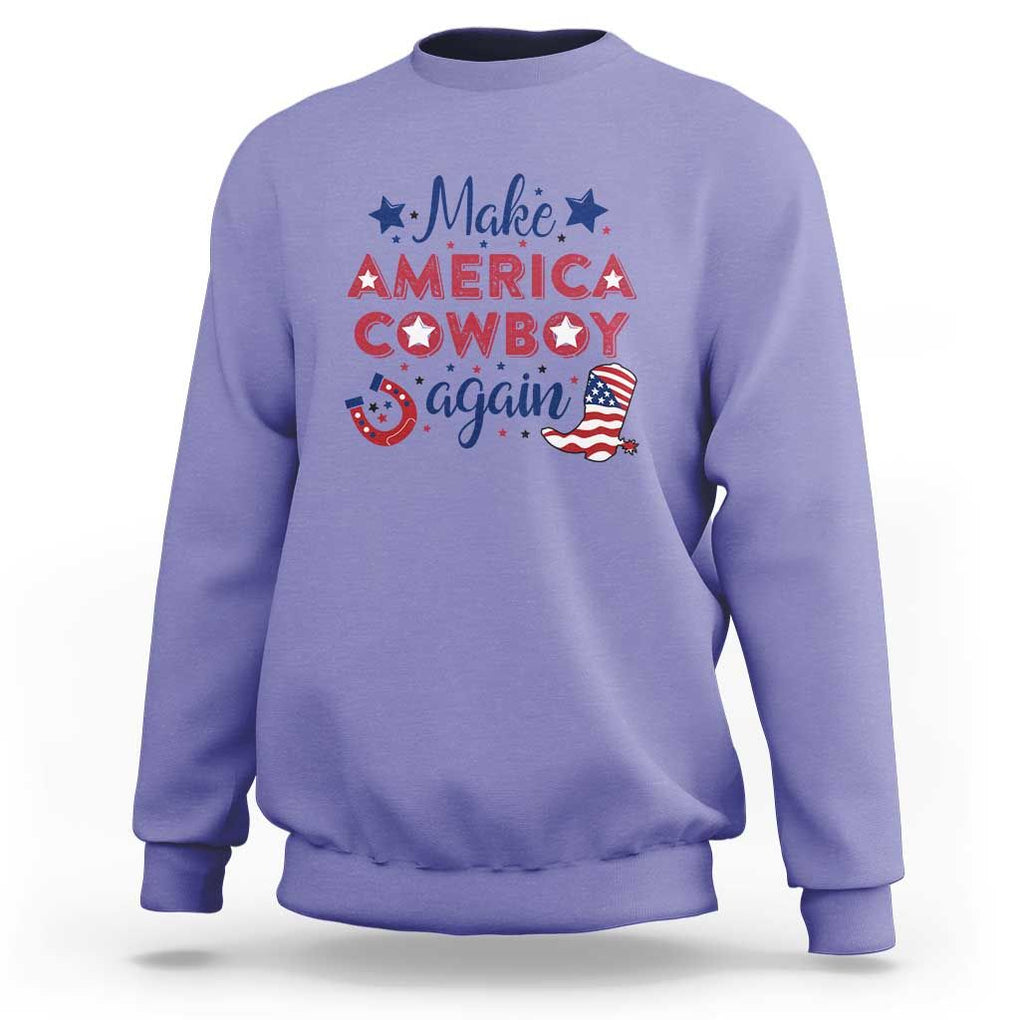 Retro Western Sweatshirt Make America A Cowboy Again Country Lifestyle Rodeo TS02 Violet Print Your Wear