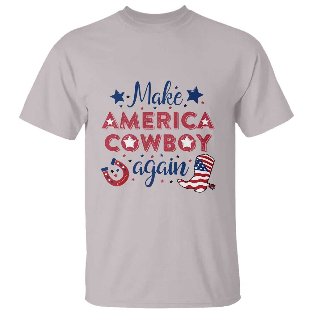Retro Western T Shirt Make America A Cowboy Again Country Lifestyle Rodeo TS02 Ice Gray Print Your Wear