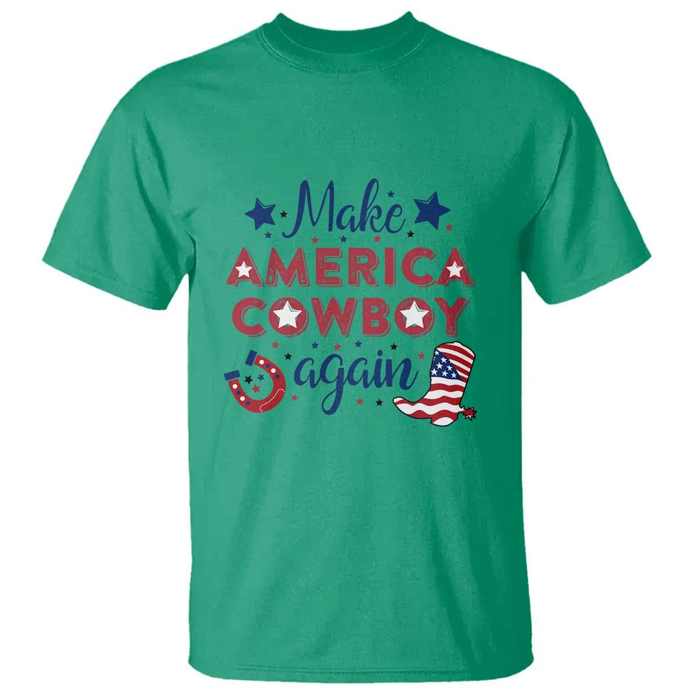 Retro Western T Shirt Make America A Cowboy Again Country Lifestyle Rodeo TS02 Irish Green Print Your Wear