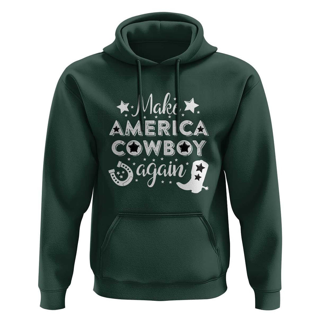 Retro Western Hoodie Make America A Cowboy Again Country Lifestyle Rodeo TS02 Dark Forest Green Print Your Wear