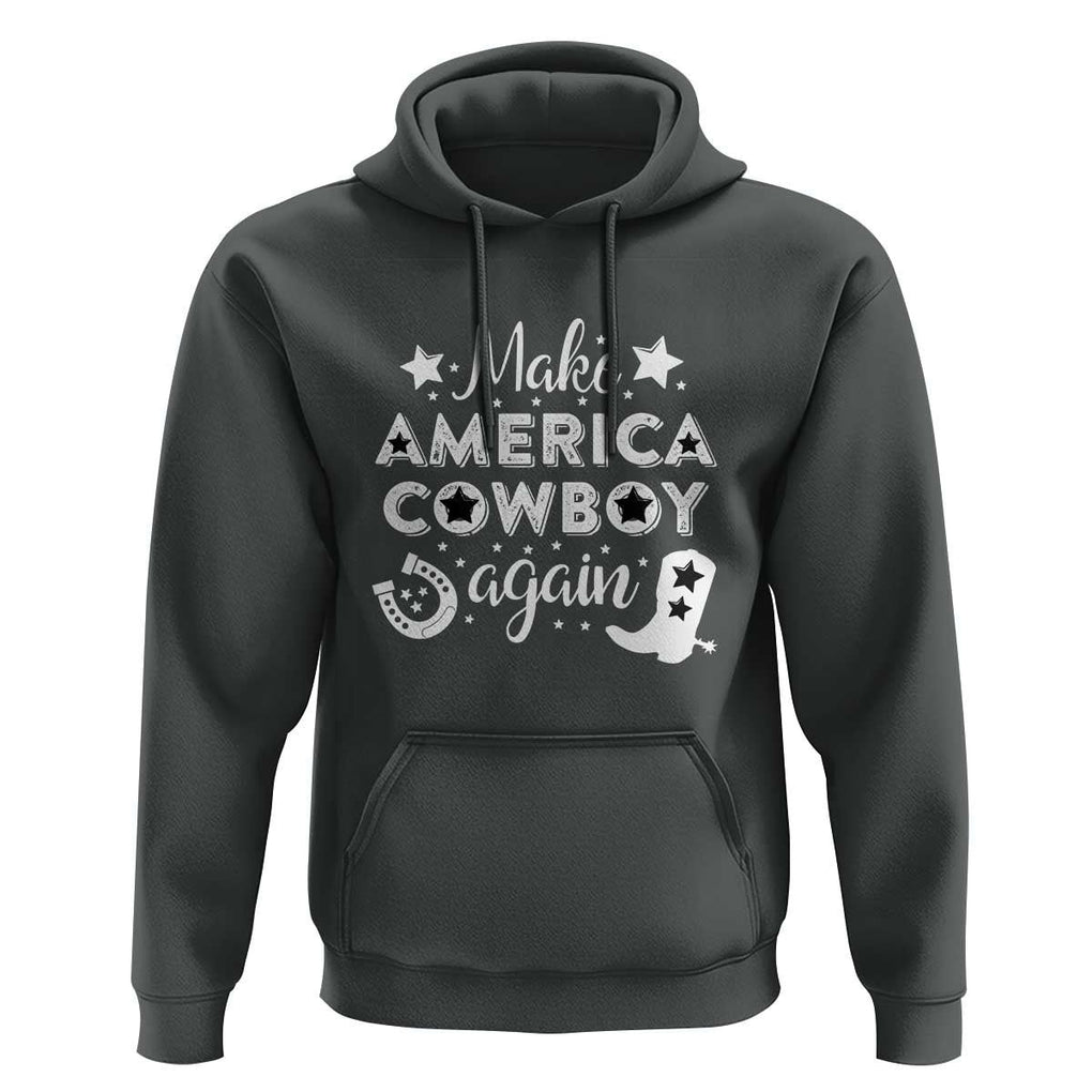 Retro Western Hoodie Make America A Cowboy Again Country Lifestyle Rodeo TS02 Dark Heather Print Your Wear