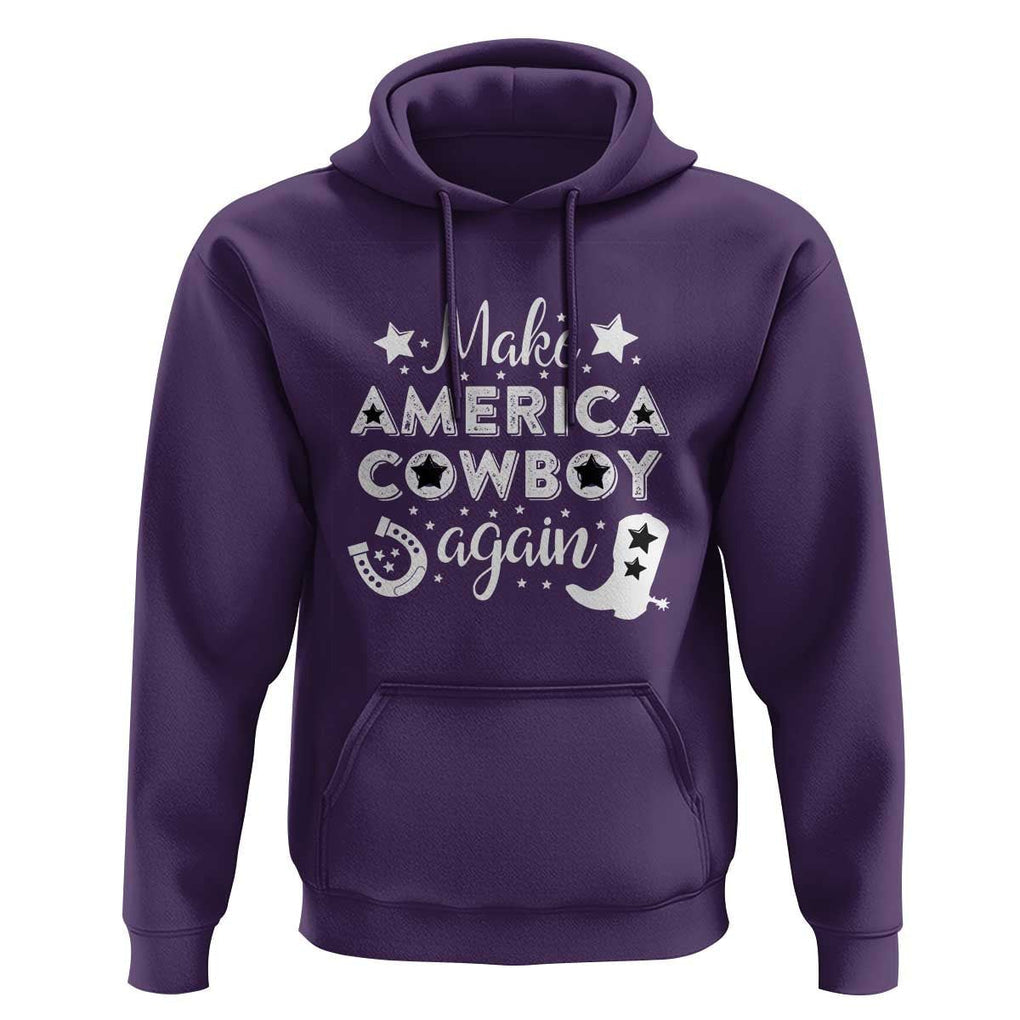 Retro Western Hoodie Make America A Cowboy Again Country Lifestyle Rodeo TS02 Purple Print Your Wear