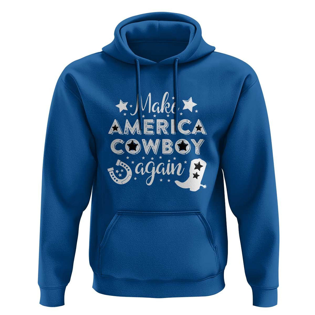 Retro Western Hoodie Make America A Cowboy Again Country Lifestyle Rodeo TS02 Royal Blue Print Your Wear