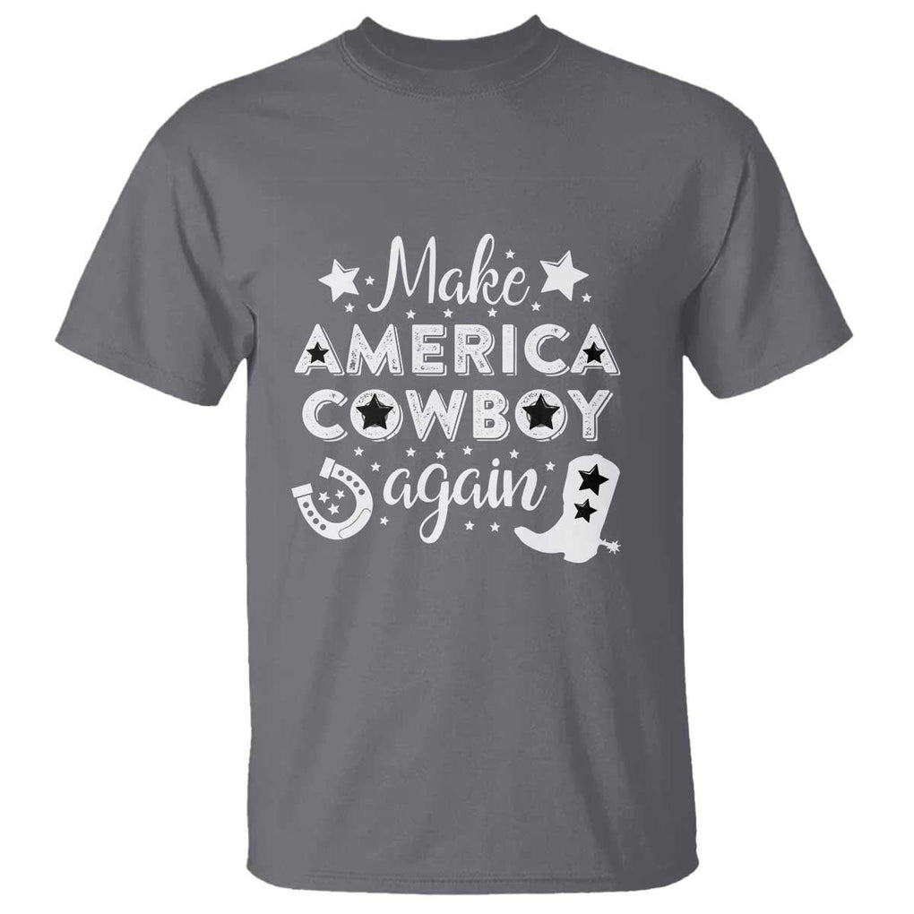 Retro Western T Shirt Make America A Cowboy Again Country Lifestyle Rodeo TS02 Charcoal Print Your Wear