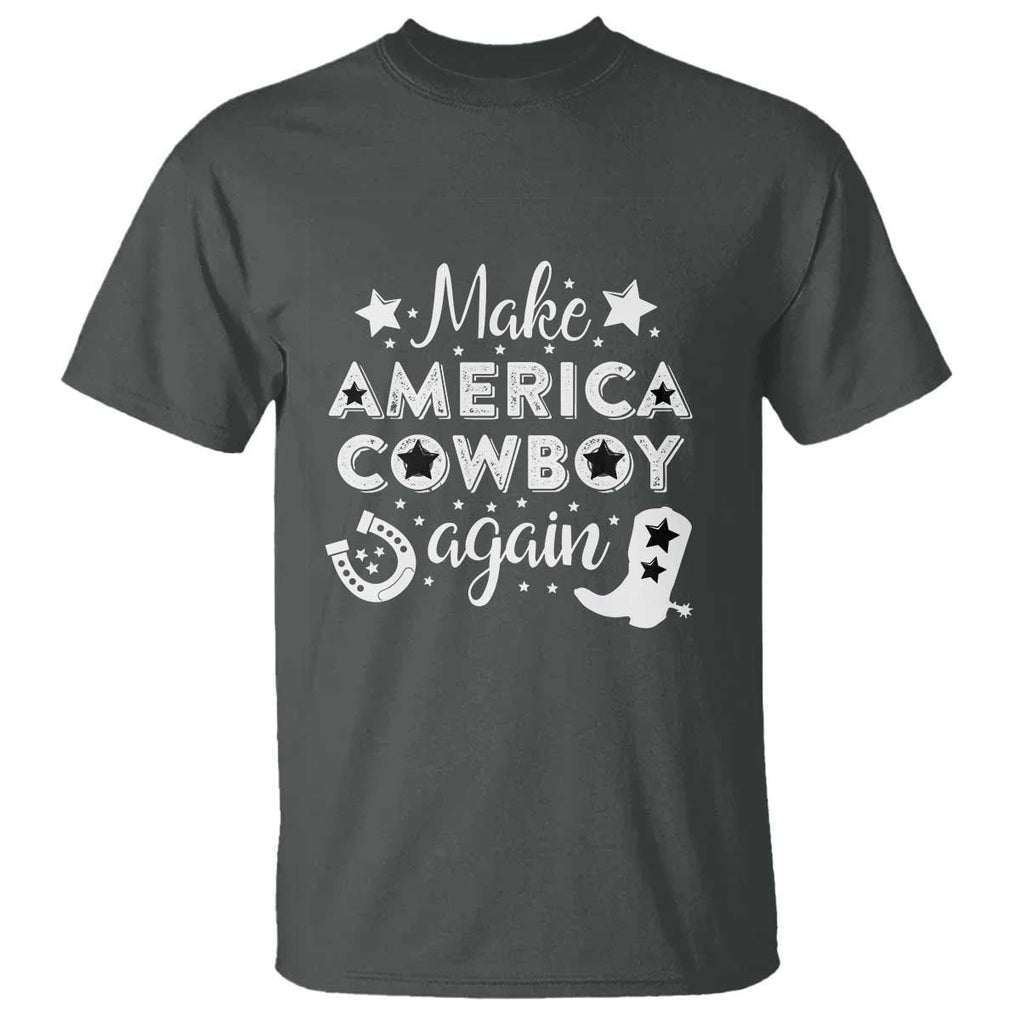 Retro Western T Shirt Make America A Cowboy Again Country Lifestyle Rodeo TS02 Dark Heather Print Your Wear