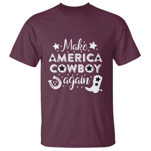Retro Western T Shirt Make America A Cowboy Again Country Lifestyle Rodeo TS02 Maroon Print Your Wear