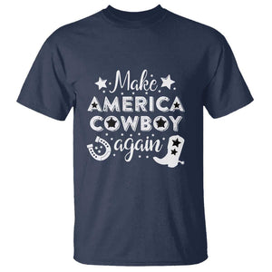 Retro Western T Shirt Make America A Cowboy Again Country Lifestyle Rodeo TS02 Navy Print Your Wear