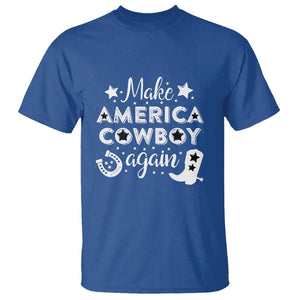 Retro Western T Shirt Make America A Cowboy Again Country Lifestyle Rodeo TS02 Royal Blue Print Your Wear
