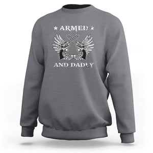 Funny Western Dad Sweatshirt Armed And Dadly American Fathers Vintage Retro TS02 Charcoal Print Your Wear