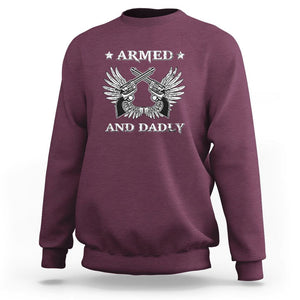 Funny Western Dad Sweatshirt Armed And Dadly American Fathers Vintage Retro TS02 Maroon Print Your Wear