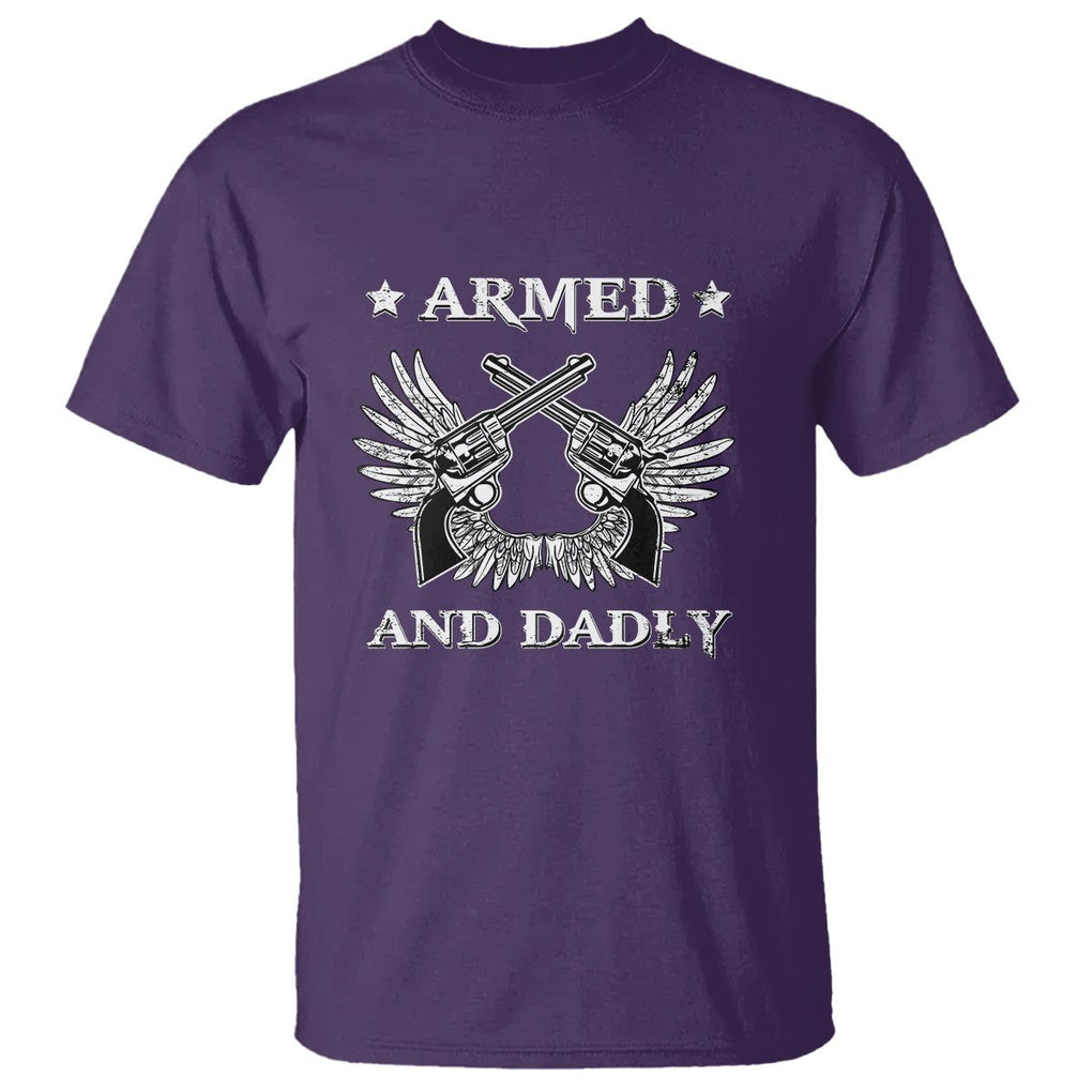 Funny Western Dad T Shirt Armed And Dadly American Fathers Vintage Retro TS02 Purple Print Your Wear