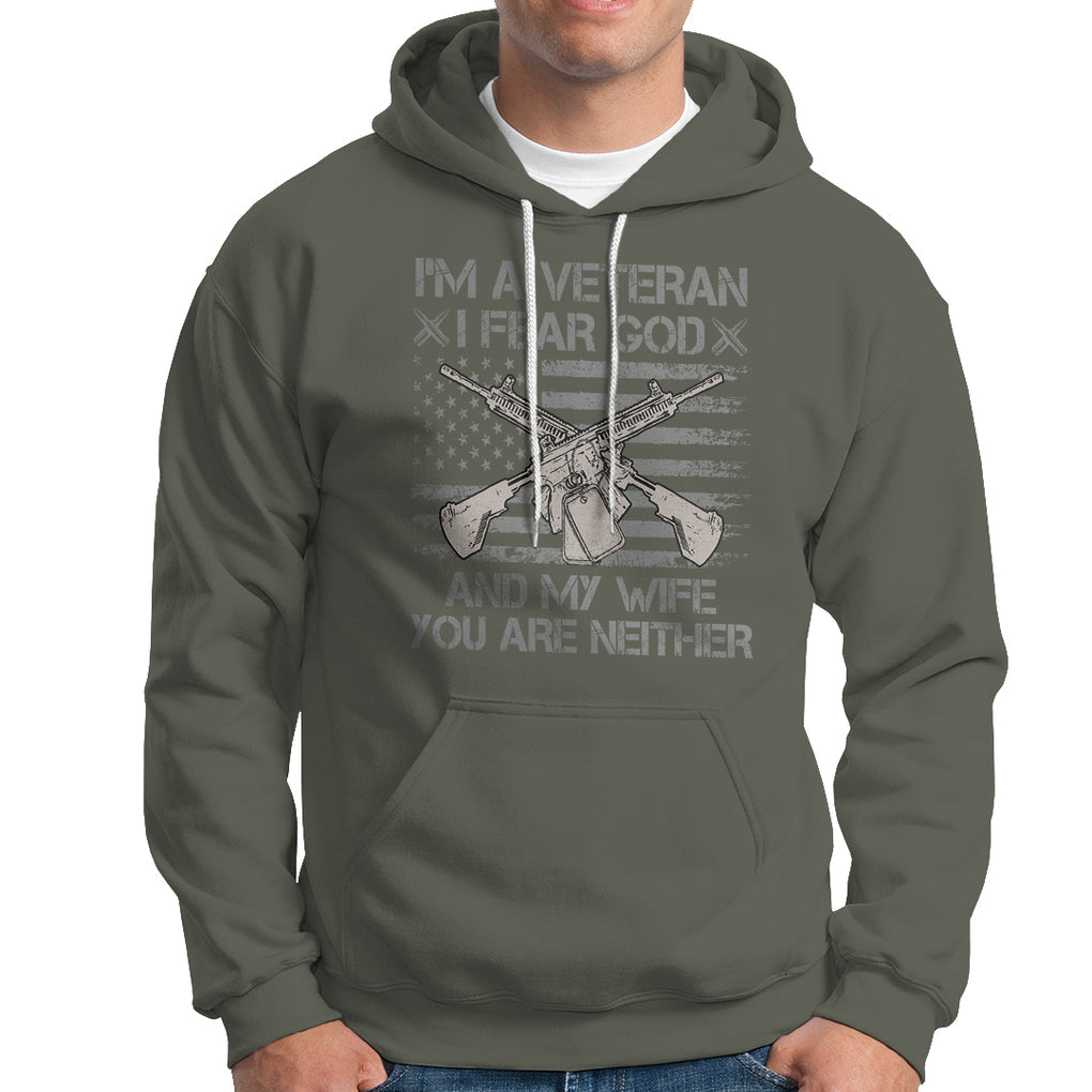 I'm A Veteran I Fear God And My Wife You Are Neither US Flag Dog Tags Hoodie TS02 Printyourwear