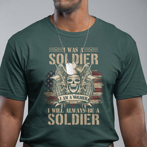 Veteran T Shirt I Was I Am I Will Always Be A Soldier US Flag American Skull TS02 Printyourwear