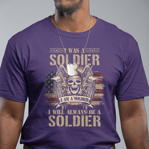 Veteran T Shirt I Was I Am I Will Always Be A Soldier US Flag American Skull TS02 Printyourwear