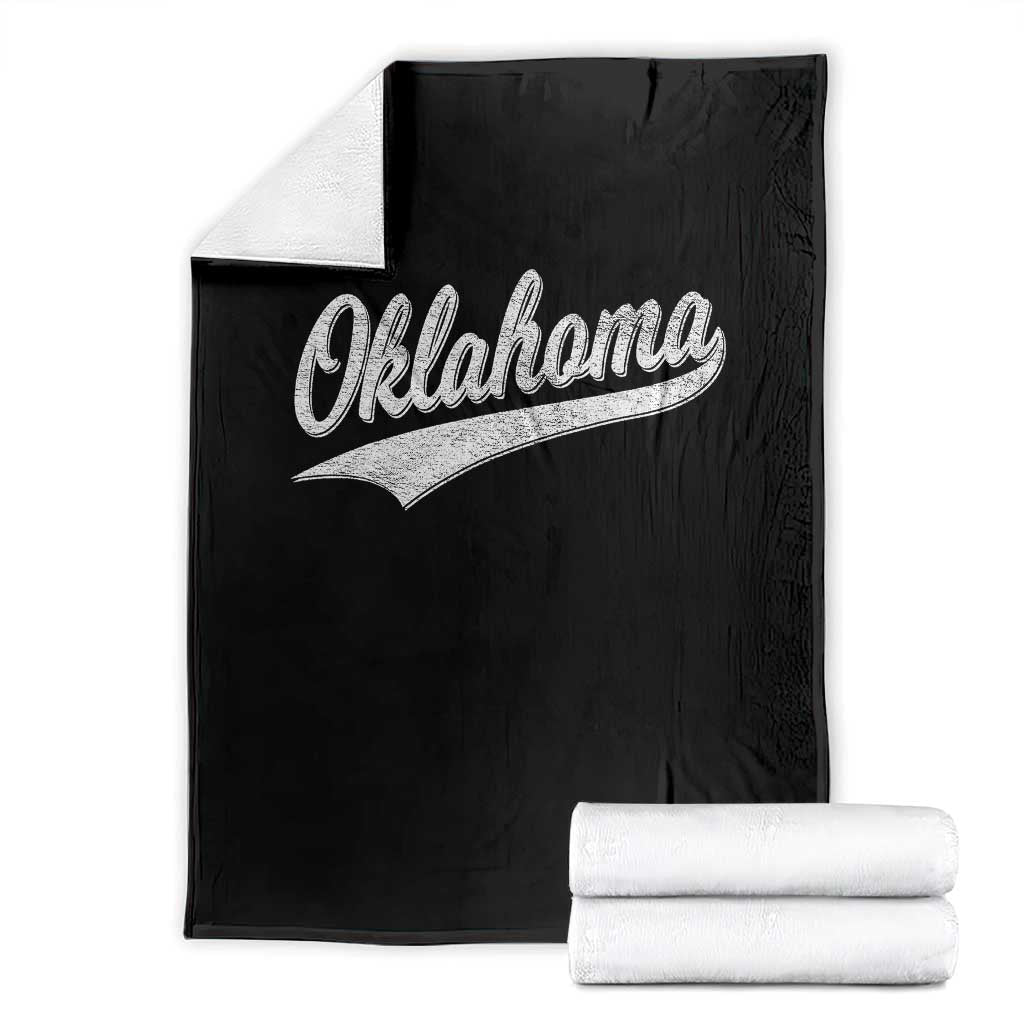 Vintage Oklahoma Throwback Distressed Throw Blanket Retro Classic OK State Pride TS02 Black Print Your Wear