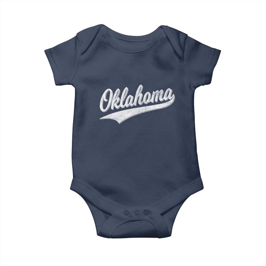Vintage Oklahoma Throwback Distressed Baby Onesie Retro Classic OK State Pride TS02 Navy Print Your Wear