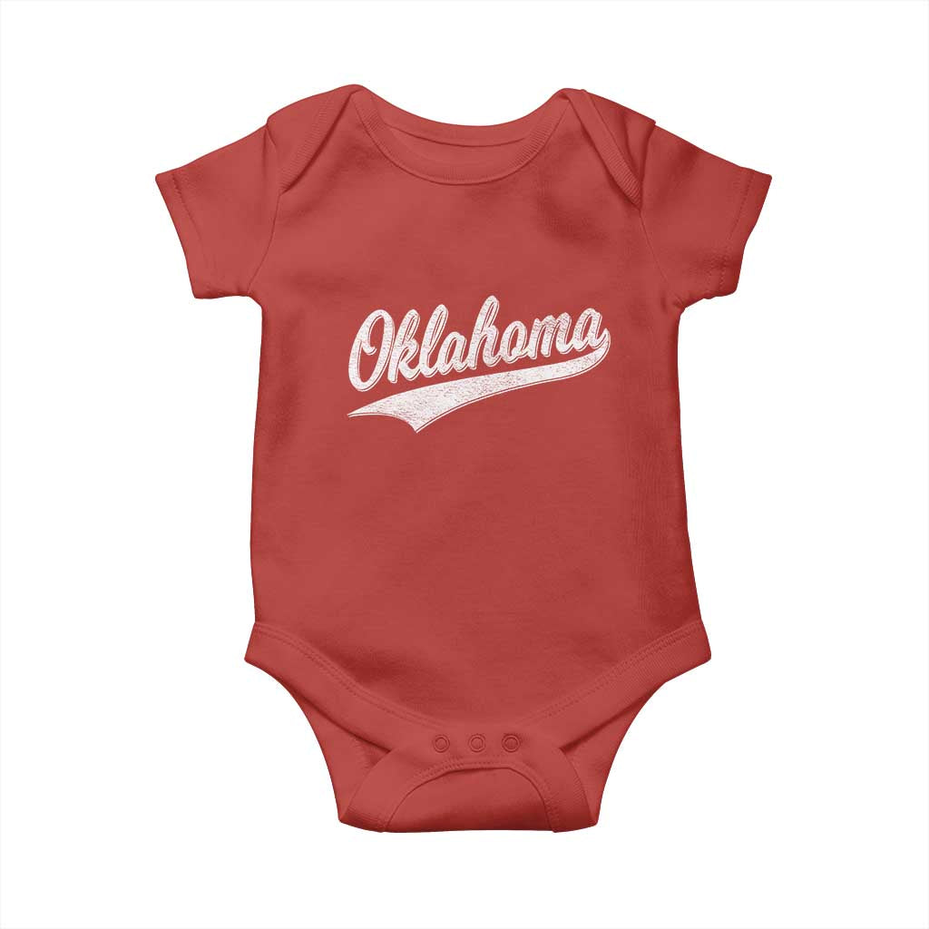 Vintage Oklahoma Throwback Distressed Baby Onesie Retro Classic OK State Pride TS02 Red Print Your Wear