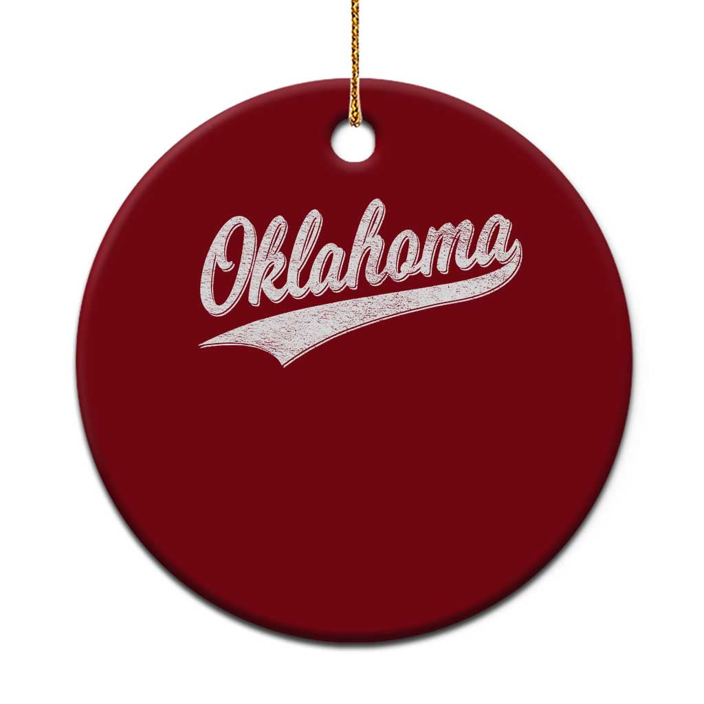 Vintage Oklahoma Throwback Distressed Ceramic Ornament Retro Classic OK State Pride - Print Your Wear
