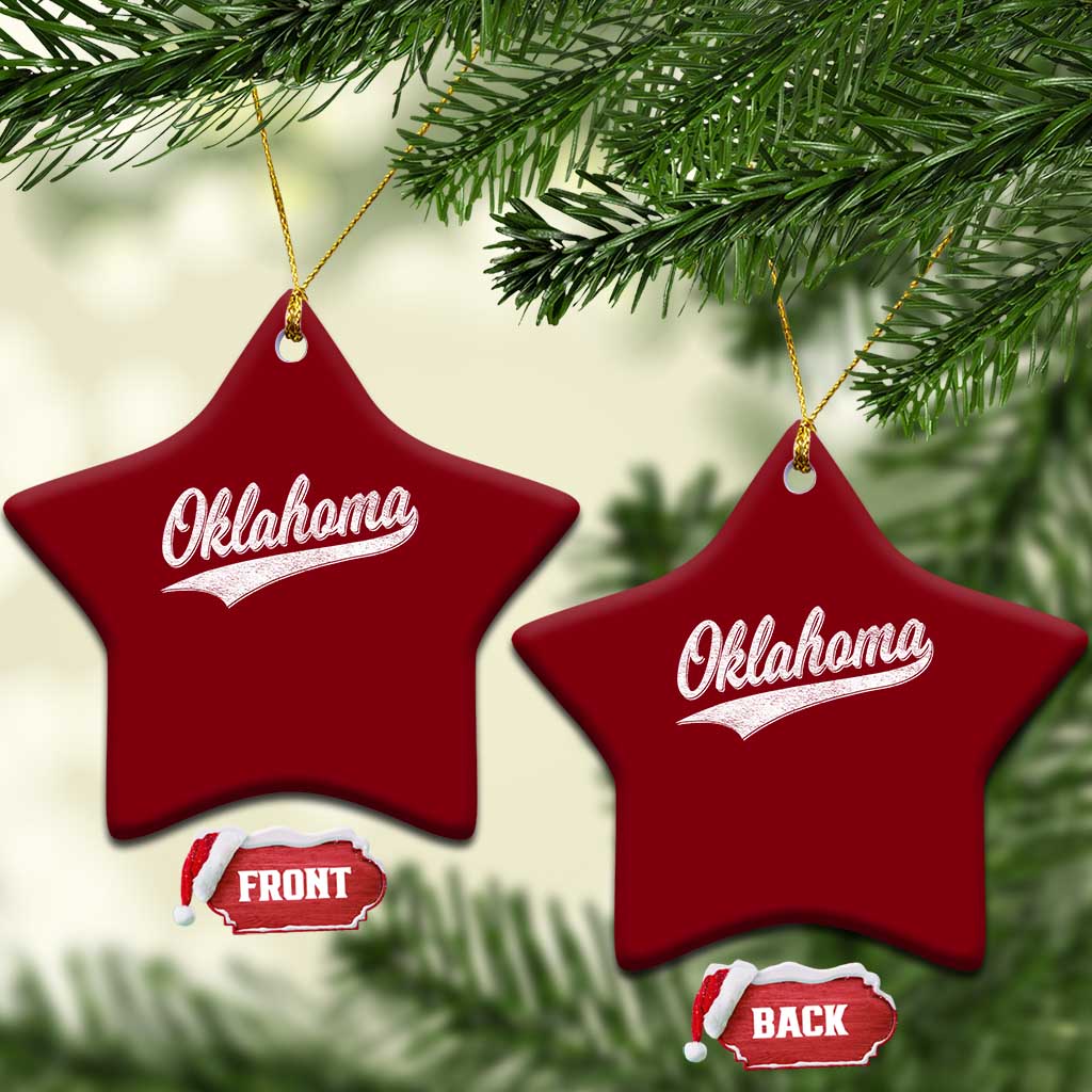 Vintage Oklahoma Throwback Distressed Ceramic Ornament Retro Classic OK State Pride TS02 Print Your Wear