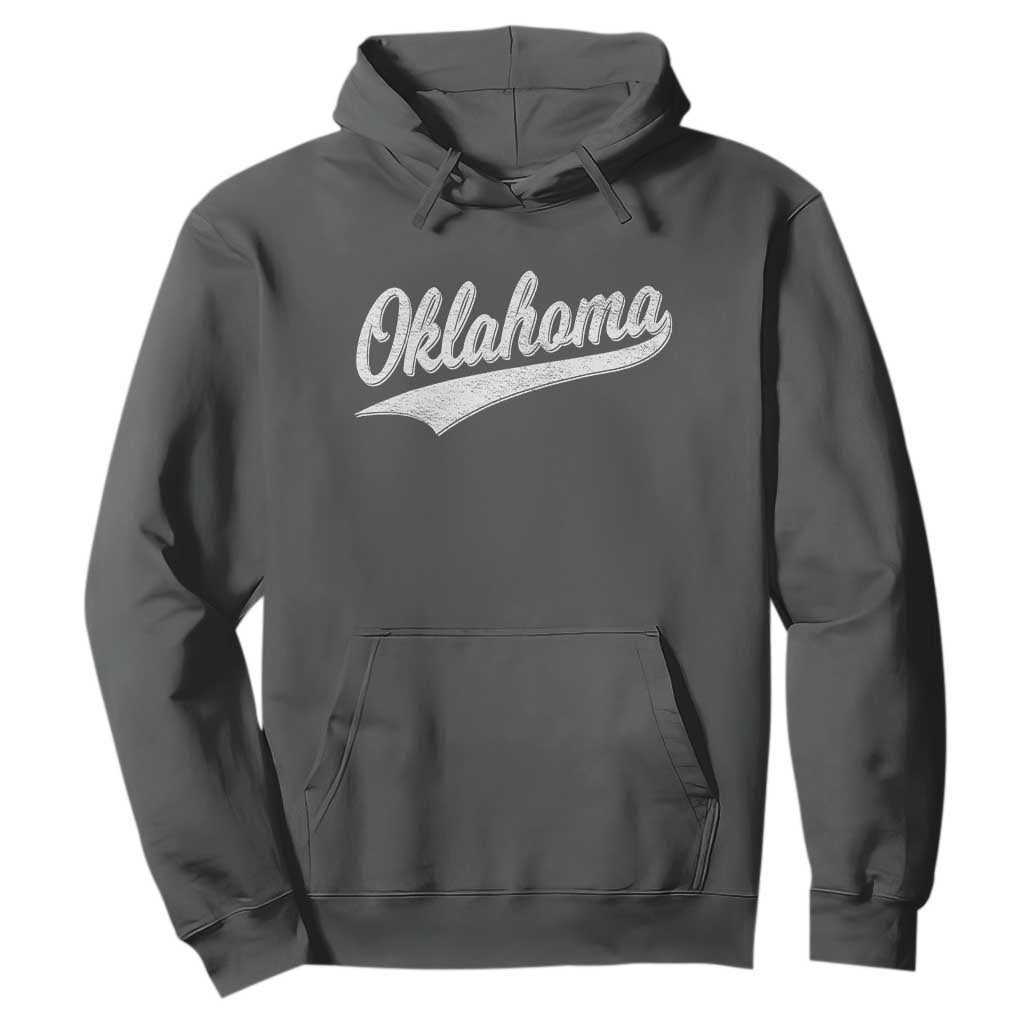 Vintage Oklahoma Throwback Distressed Hoodie Retro Classic OK State Pride TS02 Dark Heather Print Your Wear