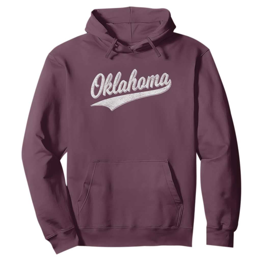 Vintage Oklahoma Throwback Distressed Hoodie Retro Classic OK State Pride TS02 Maroon Print Your Wear