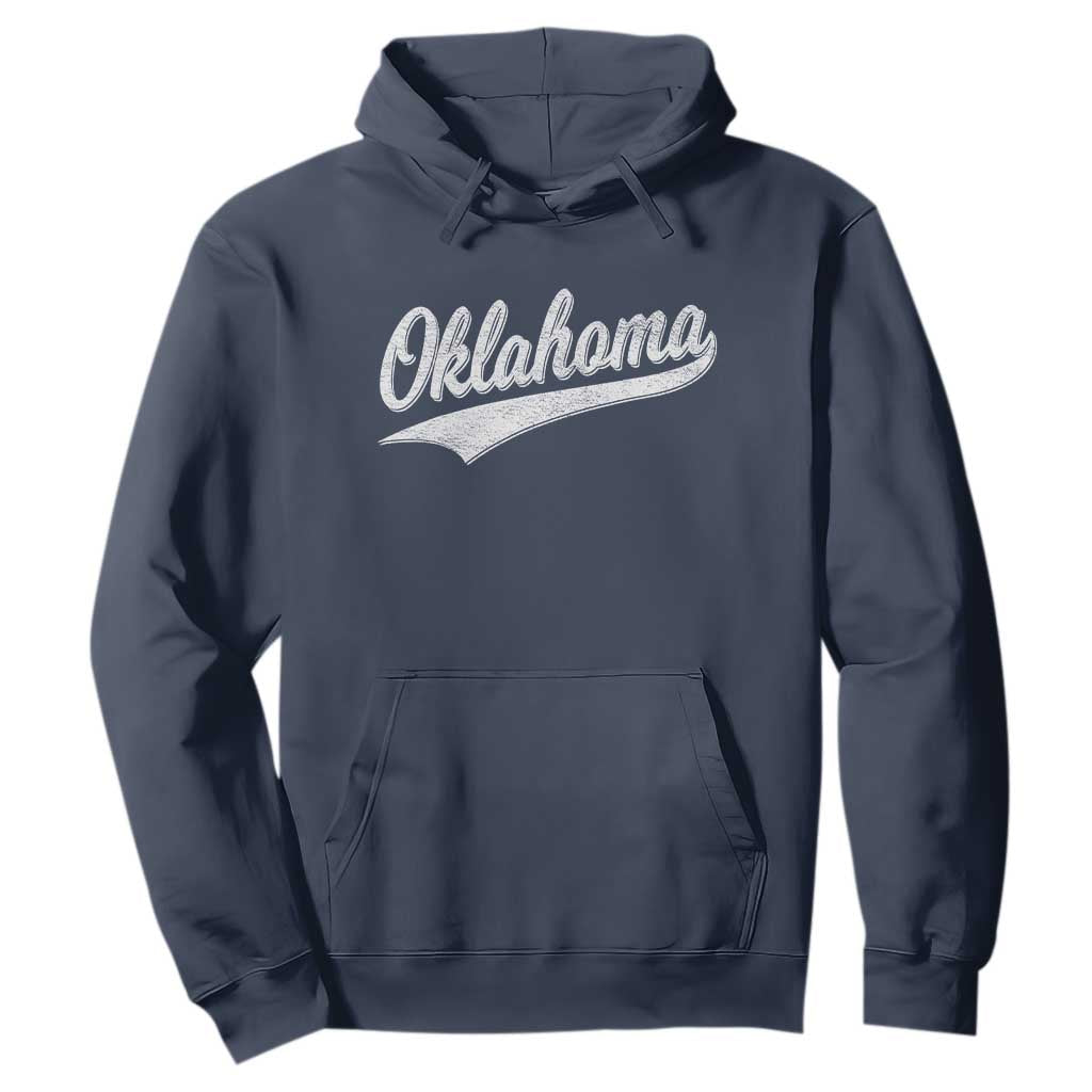 Vintage Oklahoma Throwback Distressed Hoodie Retro Classic OK State Pride TS02 Navy Print Your Wear
