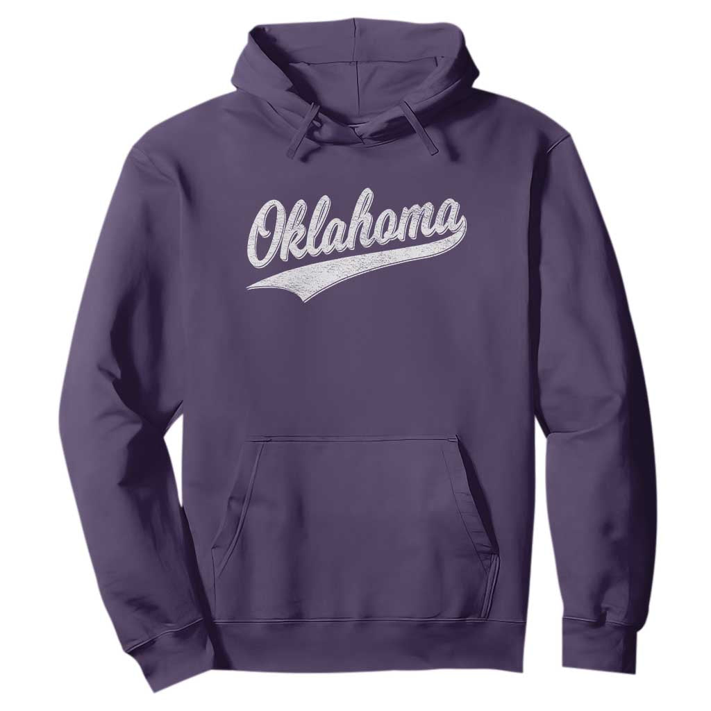 Vintage Oklahoma Throwback Distressed Hoodie Retro Classic OK State Pride TS02 Purple Print Your Wear