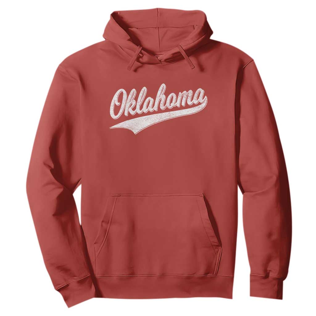 Vintage Oklahoma Throwback Distressed Hoodie Retro Classic OK State Pride TS02 Red Print Your Wear