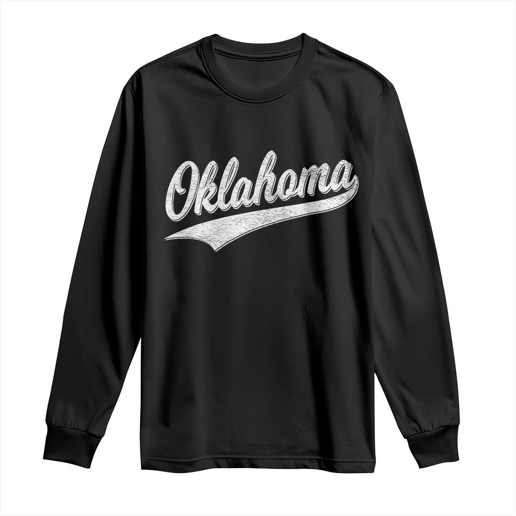 Vintage Oklahoma Throwback Distressed Long Sleeve Shirt Retro Classic OK State Pride TS02 Black Print Your Wear
