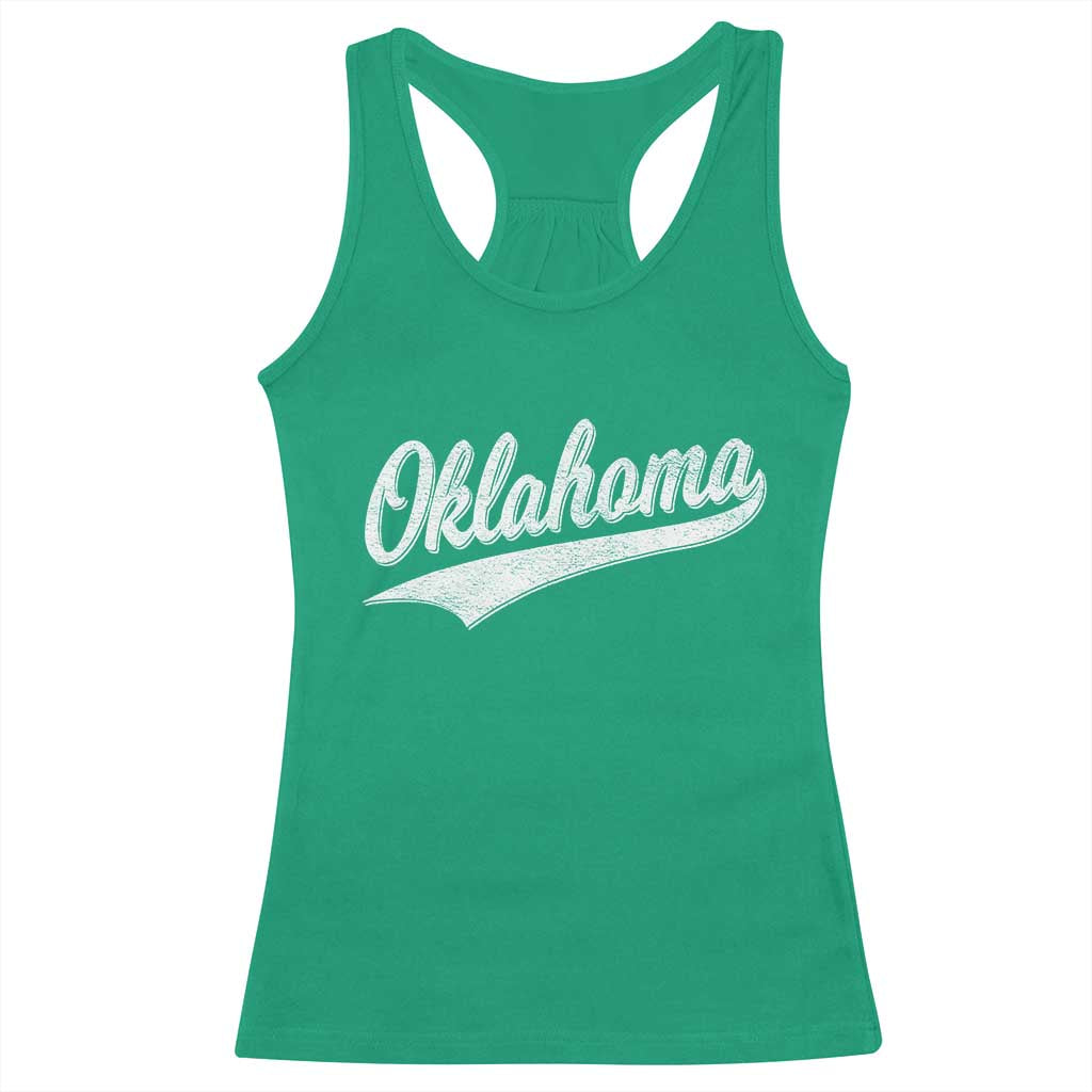 Vintage Oklahoma Throwback Distressed Racerback Tank Top Retro Classic OK State Pride TS02 Irish Green Print Your Wear