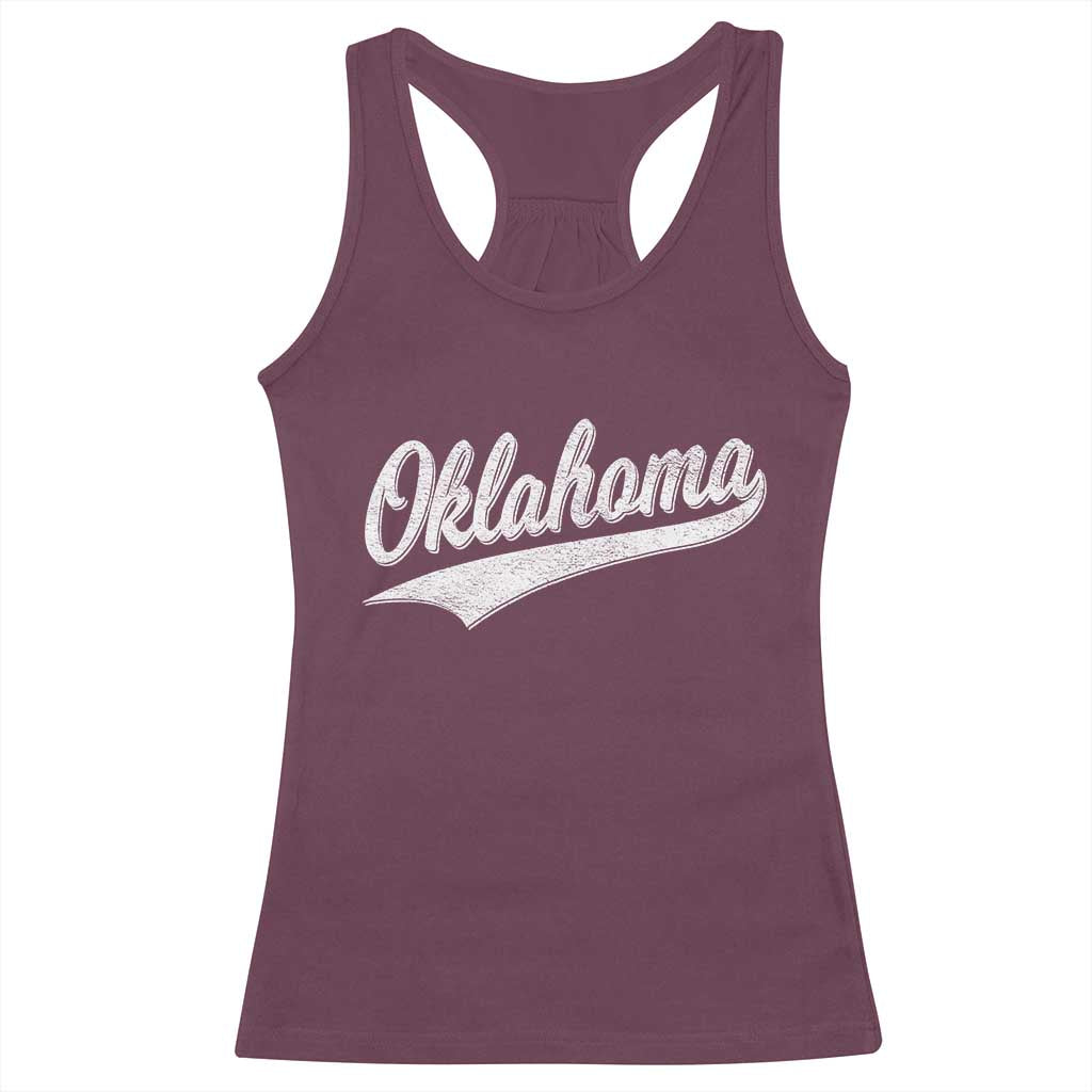 Vintage Oklahoma Throwback Distressed Racerback Tank Top Retro Classic OK State Pride TS02 Maroon Print Your Wear