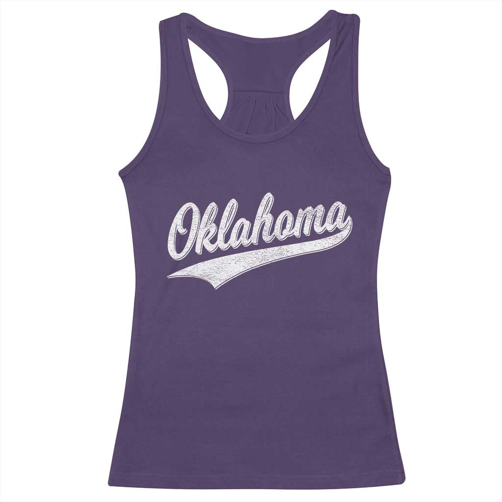 Vintage Oklahoma Throwback Distressed Racerback Tank Top Retro Classic OK State Pride TS02 Purple Print Your Wear