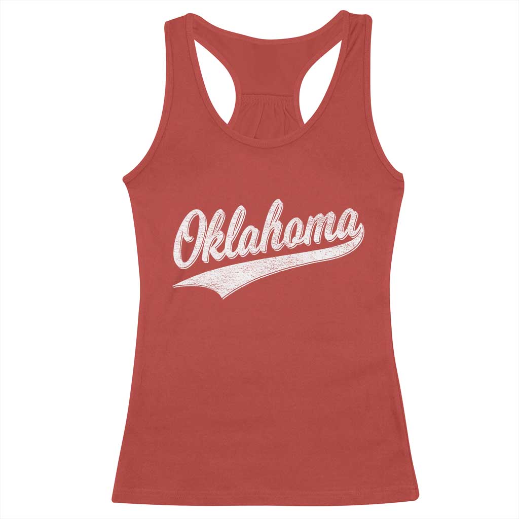 Vintage Oklahoma Throwback Distressed Racerback Tank Top Retro Classic OK State Pride - Print Your Wear