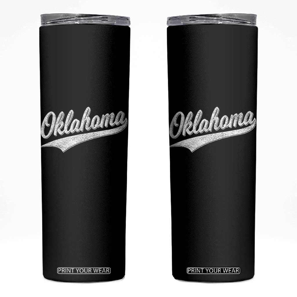 Vintage Oklahoma Throwback Distressed Skinny Tumbler Retro Classic OK State Pride TS02 Black Print Your Wear