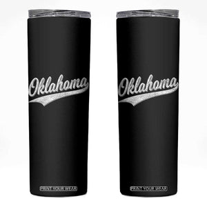 Vintage Oklahoma Throwback Distressed Skinny Tumbler Retro Classic OK State Pride TS02 Black Print Your Wear
