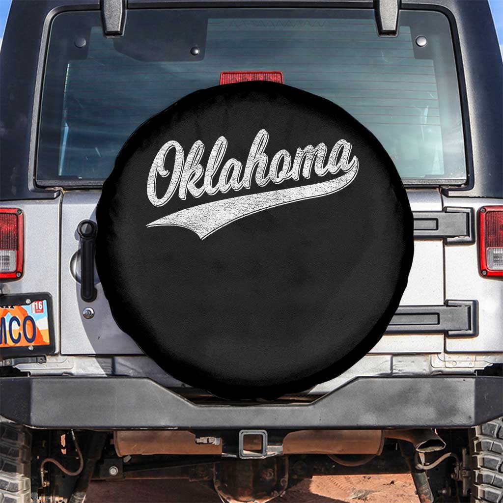 Vintage Oklahoma Throwback Distressed Spare Tire Cover Retro Classic OK State Pride TS02 No hole Black Print Your Wear