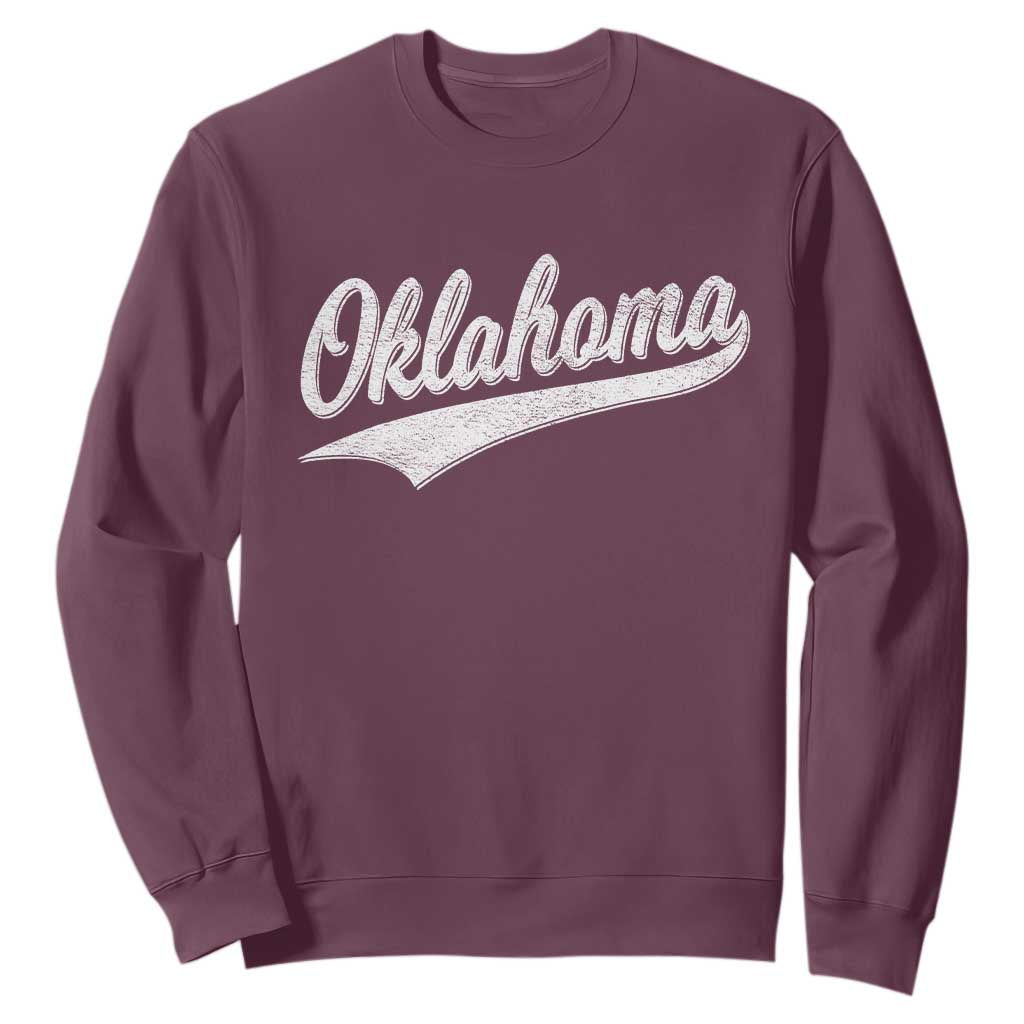 Vintage Oklahoma Throwback Distressed Sweatshirt Retro Classic OK State Pride TS02 Maroon Print Your Wear