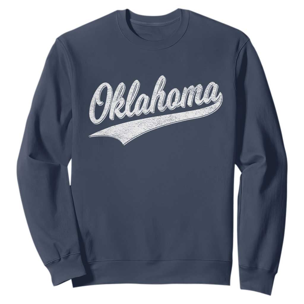 Vintage Oklahoma Throwback Distressed Sweatshirt Retro Classic OK State Pride TS02 Navy Print Your Wear