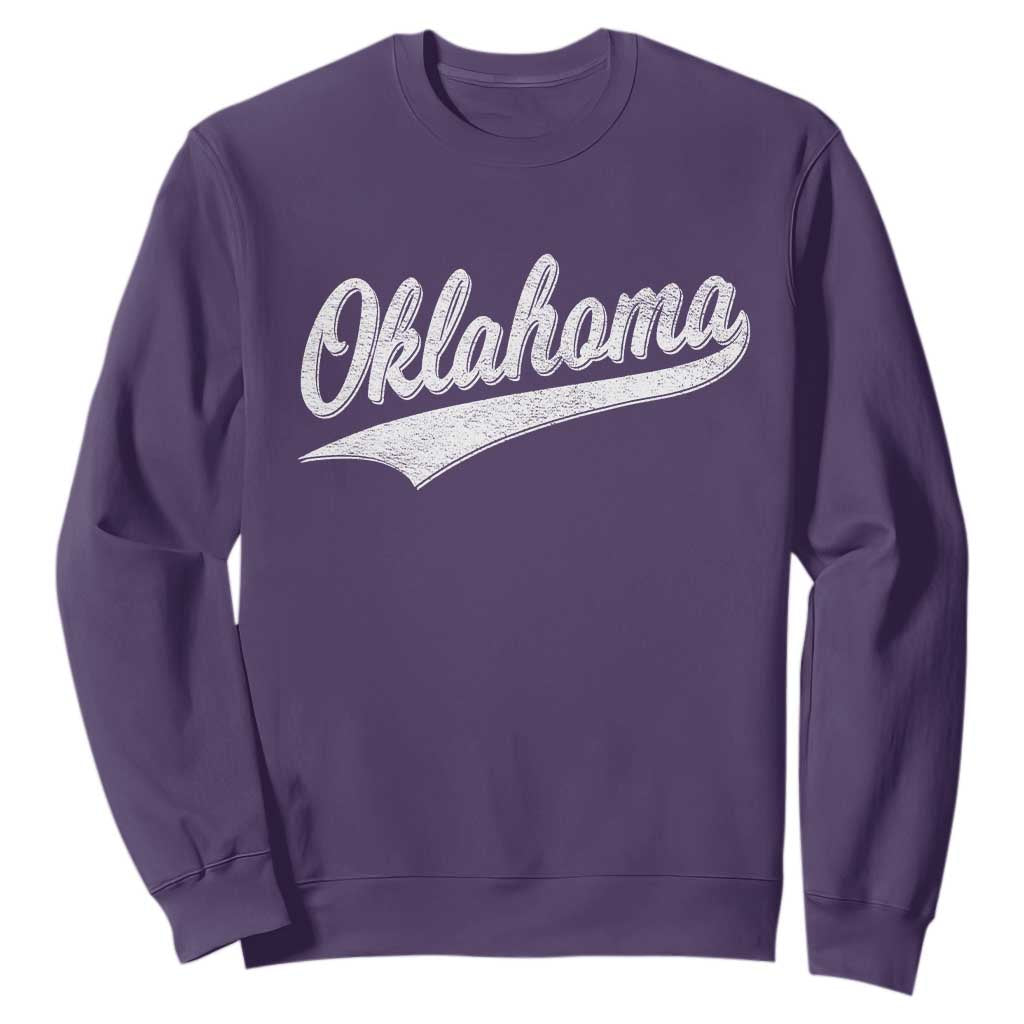 Vintage Oklahoma Throwback Distressed Sweatshirt Retro Classic OK State Pride TS02 Purple Print Your Wear