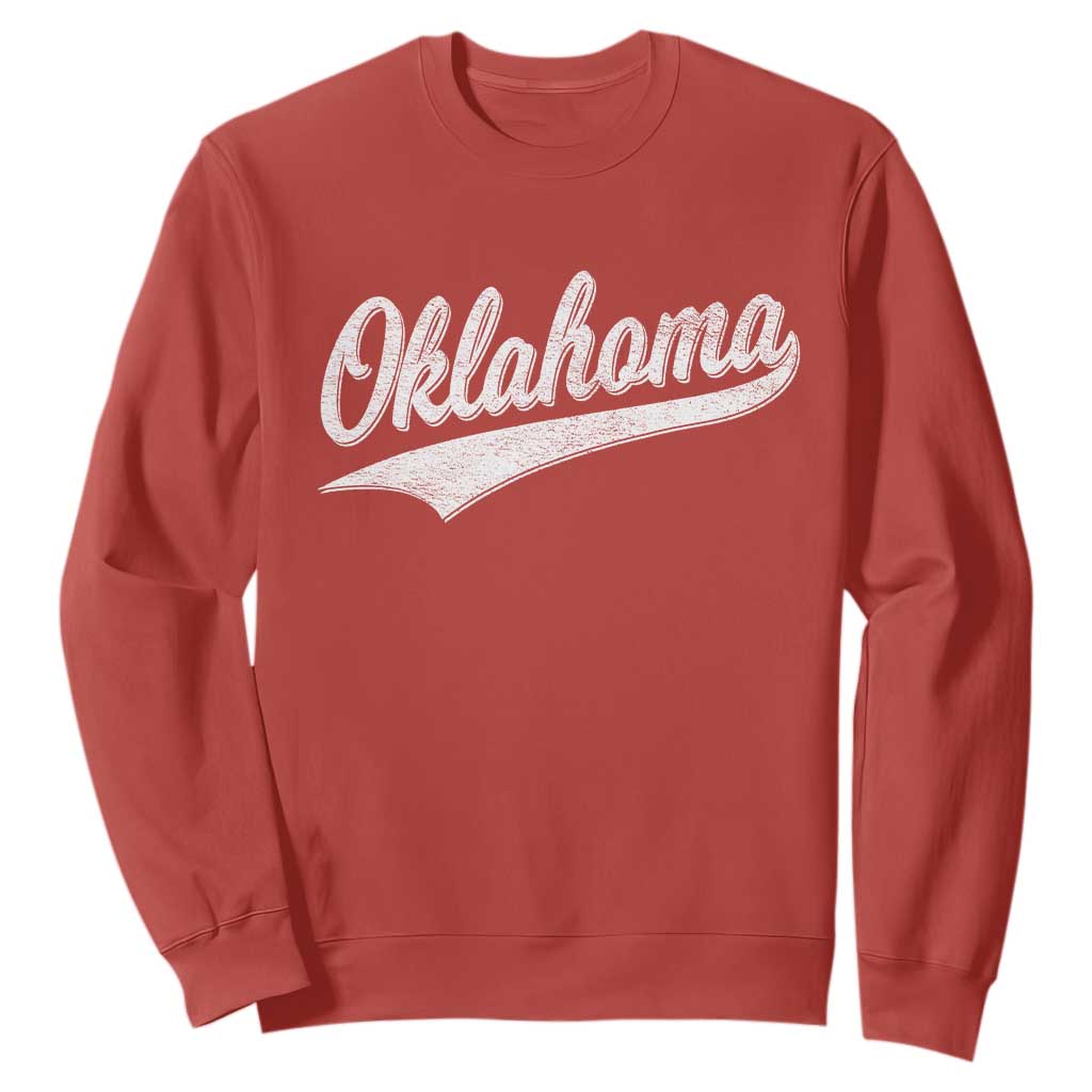 Vintage Oklahoma Throwback Distressed Sweatshirt Retro Classic OK State Pride TS02 Red Print Your Wear