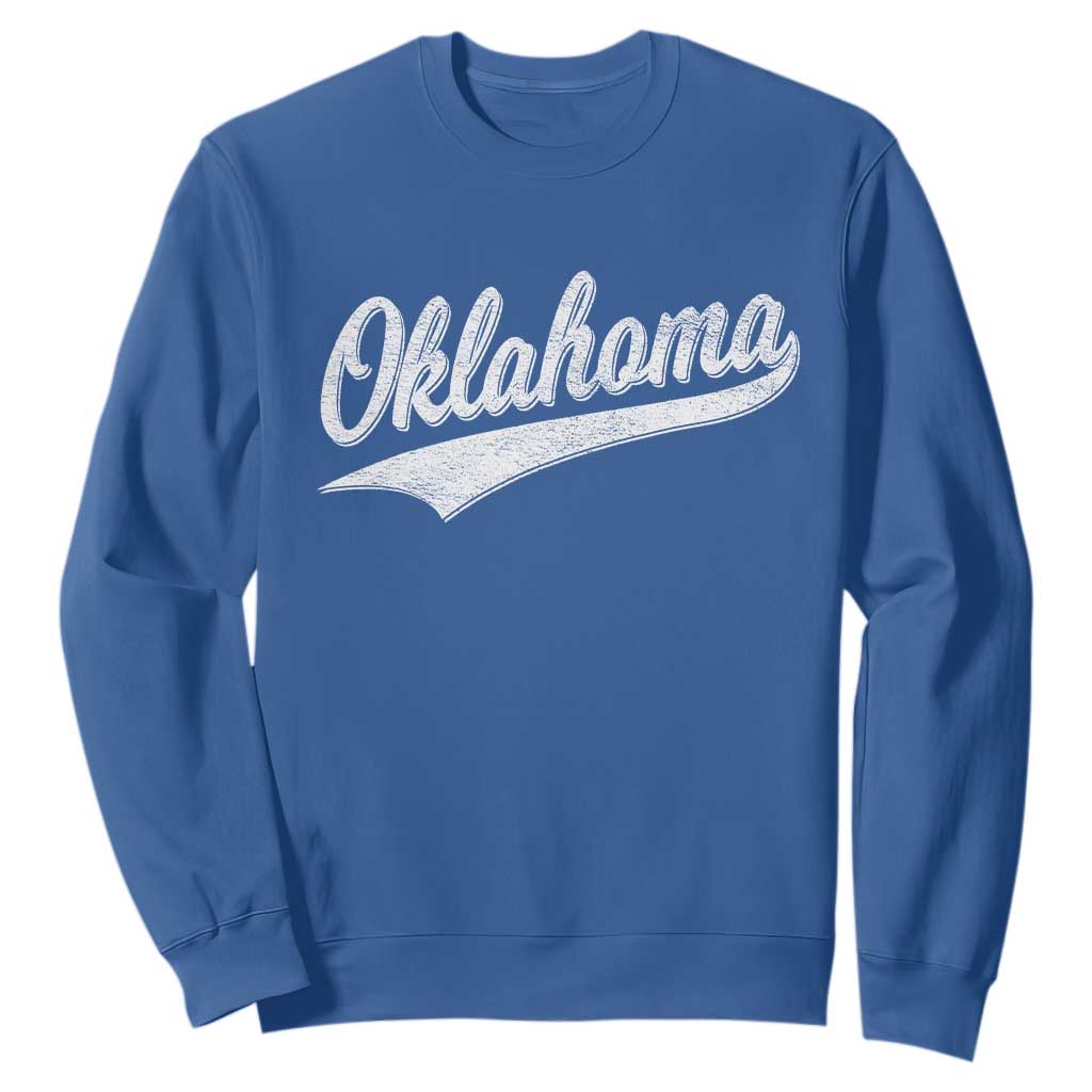 Vintage Oklahoma Throwback Distressed Sweatshirt Retro Classic OK State Pride TS02 Royal Blue Print Your Wear
