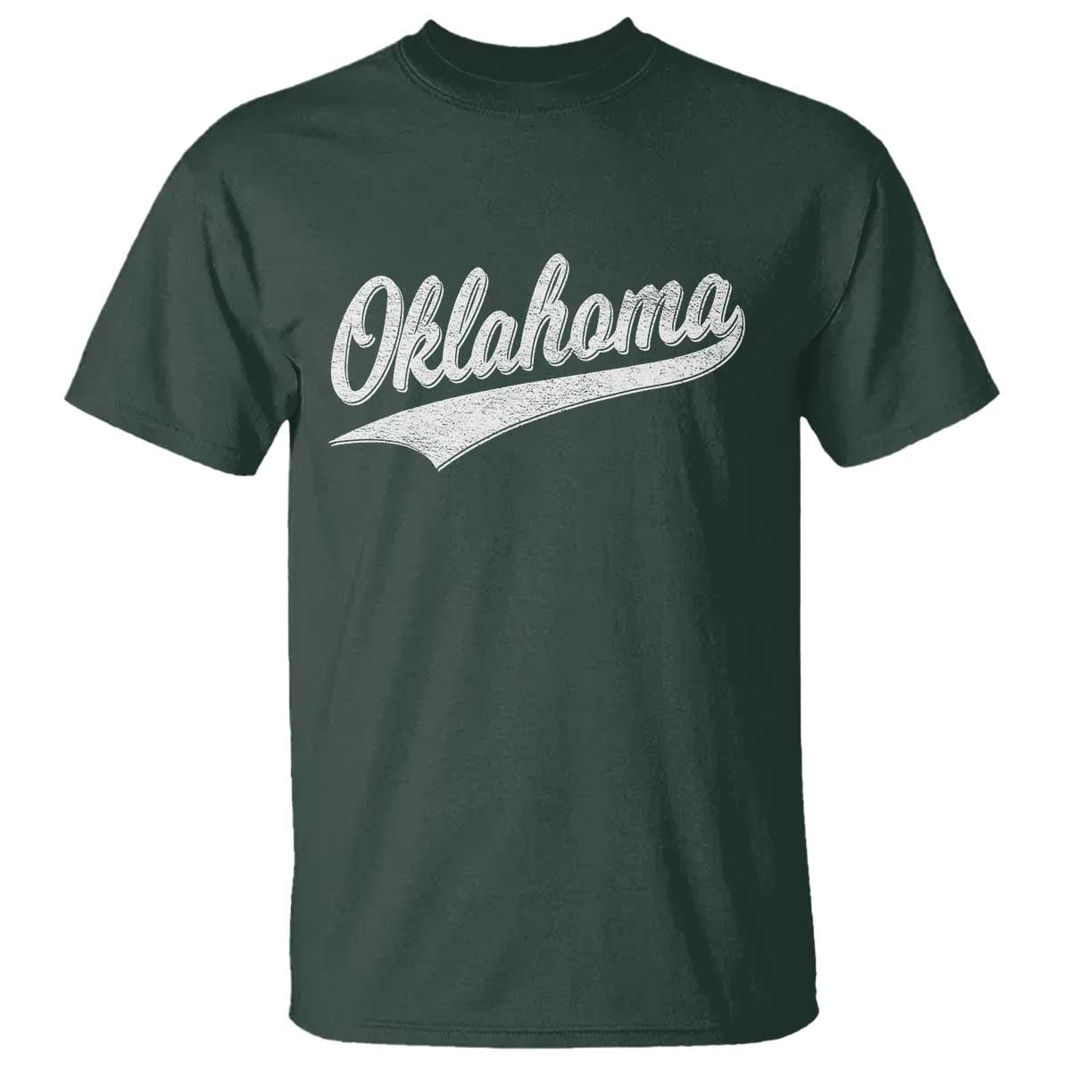 Vintage Oklahoma Throwback Distressed T Shirt Retro Classic OK State Pride TS02 Dark Forest Green Print Your Wear