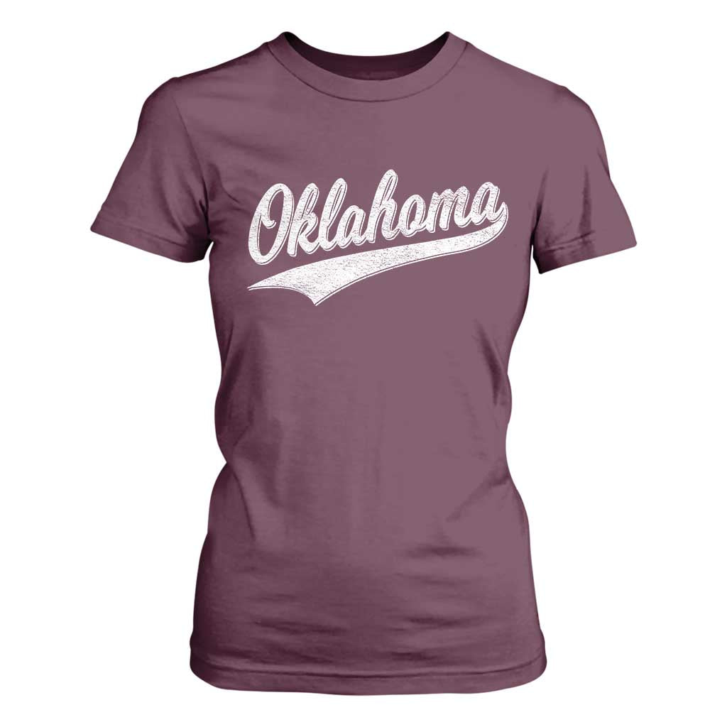Vintage Oklahoma Throwback Distressed T Shirt For Women Retro Classic OK State Pride TS02 Maroon Print Your Wear