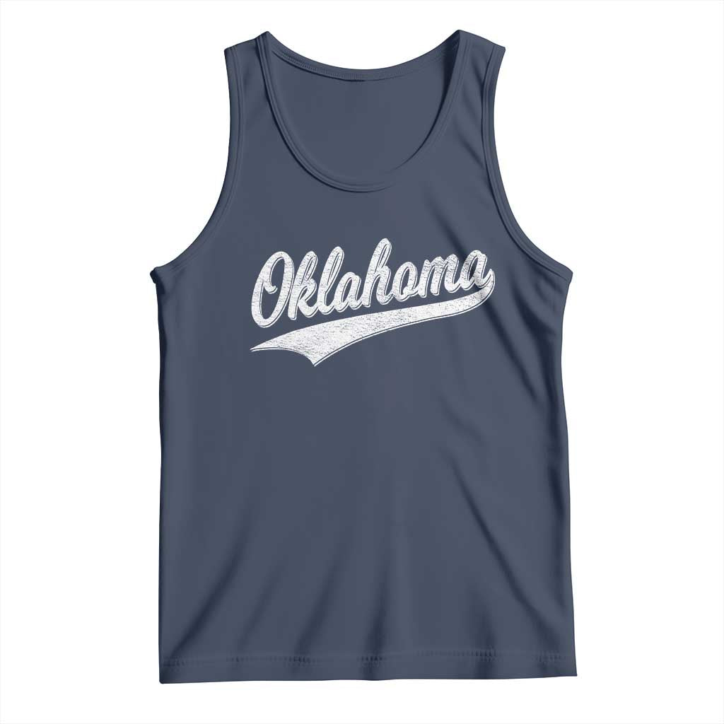 Vintage Oklahoma Throwback Distressed Tank Top Retro Classic OK State Pride TS02 Navy Print Your Wear