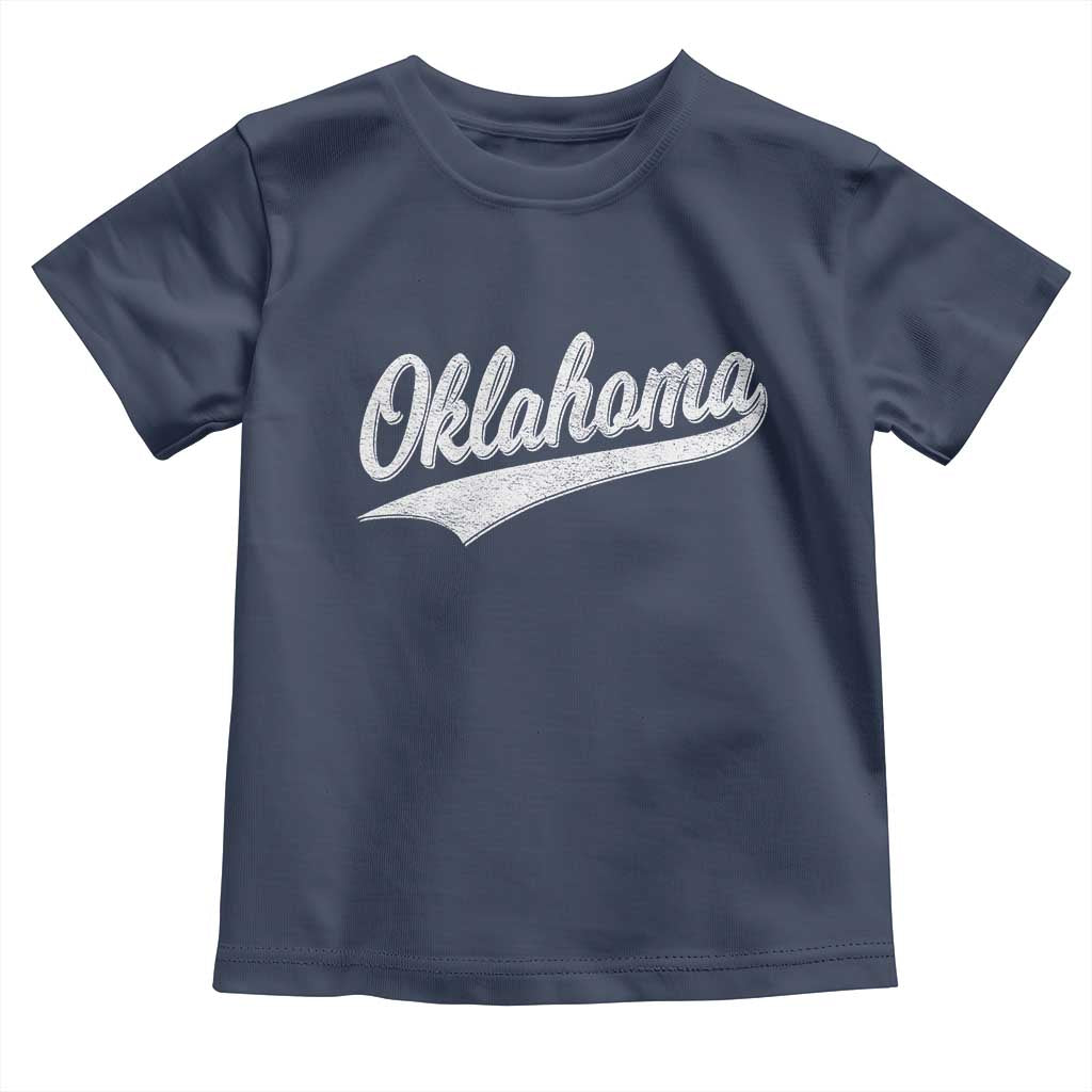 Vintage Oklahoma Throwback Distressed Toddler T Shirt Retro Classic OK State Pride TS02 Navy Print Your Wear