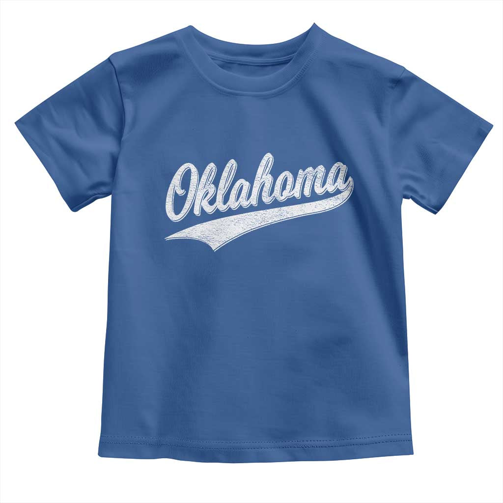 Vintage Oklahoma Throwback Distressed Toddler T Shirt Retro Classic OK State Pride TS02 Royal Blue Print Your Wear